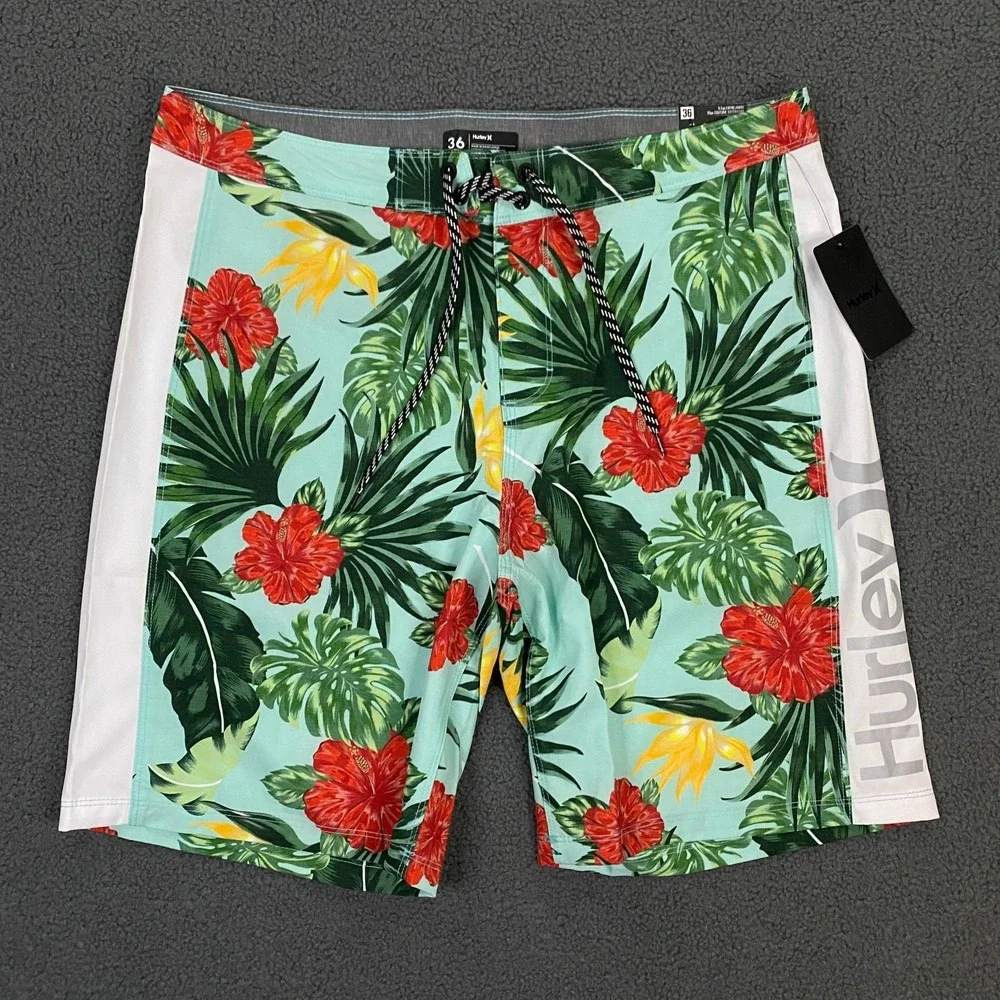 Hurley Hibiscus Board Short Mens 36 Floral Stretch Water‎ Repellent Hybrid Swim